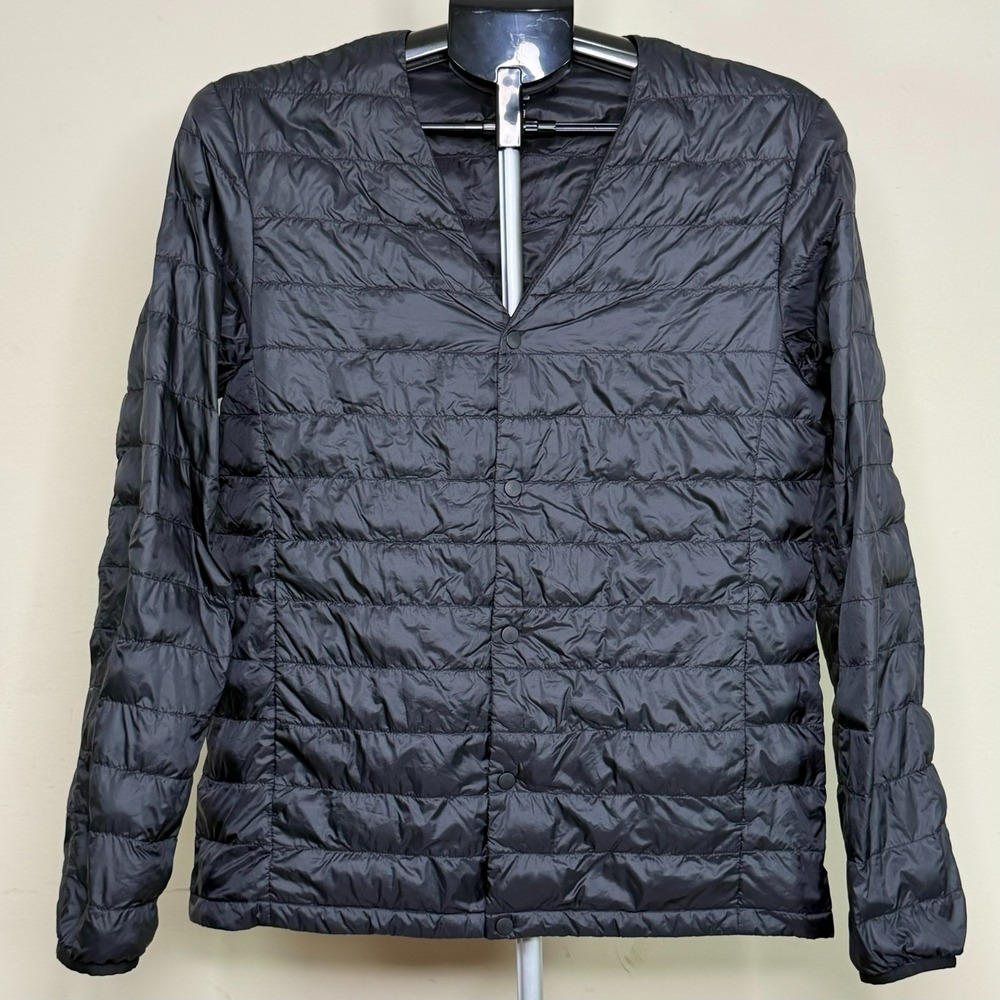 Uniqlo Ultra Light Down Compact Jacket Womens XS Black Snap Puffer Packable